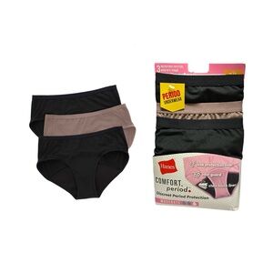 Hanes Period Underwear 3-Pack Black and Taupe Microfiber Hipsters